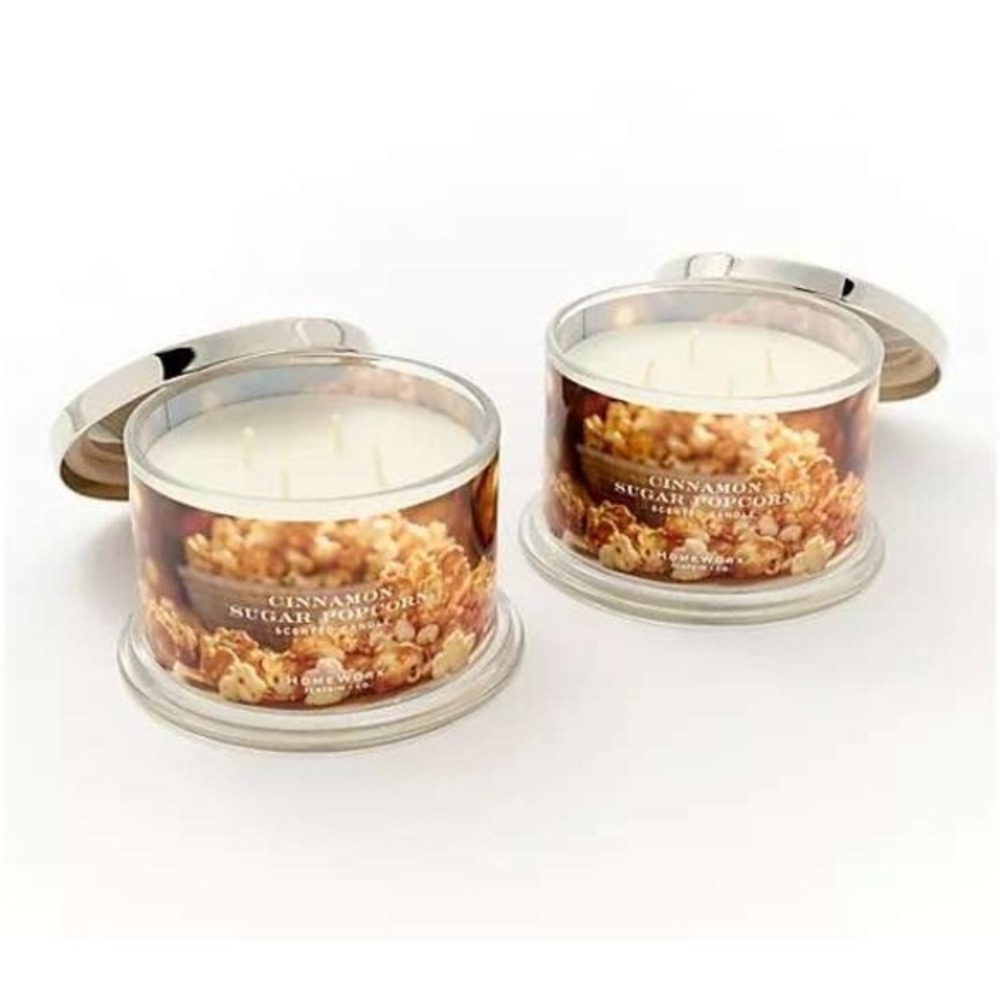Homeworx by Slatkin Co Cinnamon Sugar Popcorn Scented‎ Candle 18oz Two Pack